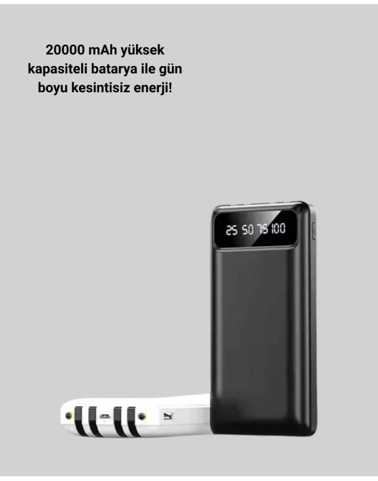 ® Hızlı Şarj Destekli 20.000mAh Powerbank USB Type-C Lightning LCD