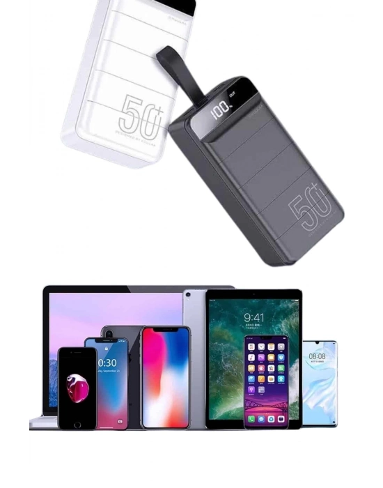® Hızlı Taşınabilir 50.000 Mah Powerbank Led Ekran Android ve İOS Uyumlu