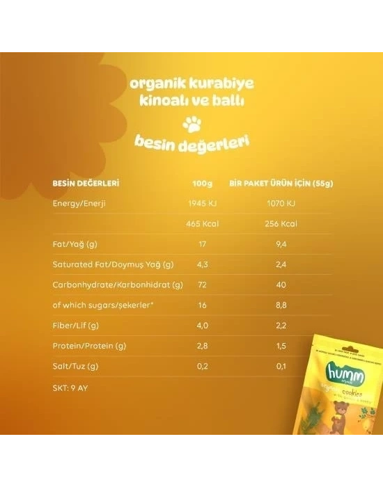 ® Organik Ballı ve Kinoalı Kurabiye 55 Gr