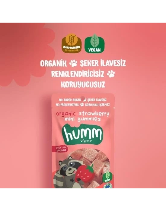 ® Organik Çilekli Glutensiz Vegan Mini Küpler 30 Gr