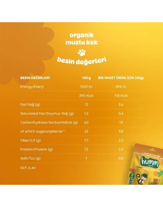 ® Organik Glutensiz Vegan Muzlu Kek 30 Gr