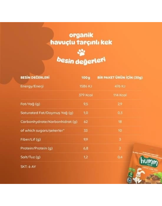 ® Organik Havuçlu Tarçınlı Vegan Kek 30 Gr