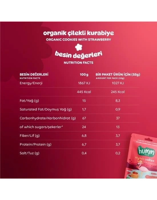 ® Organik Vegan Çilekli Kurabiye 55 Gr