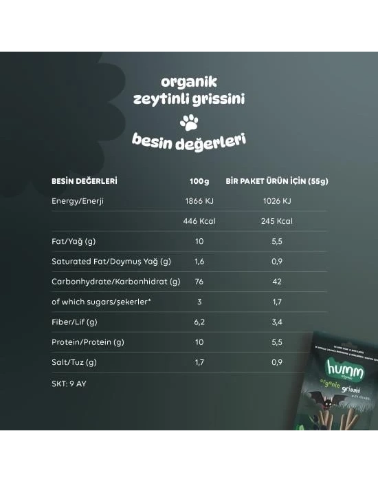 ® Humm Organik Vegan Zeytinli Grissini 55 Gr