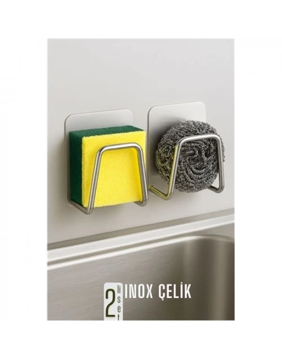 Inox Bulaşık Sübgerlik Stant- Mutfak Askısı Profesyonel 2 li SET 722043
