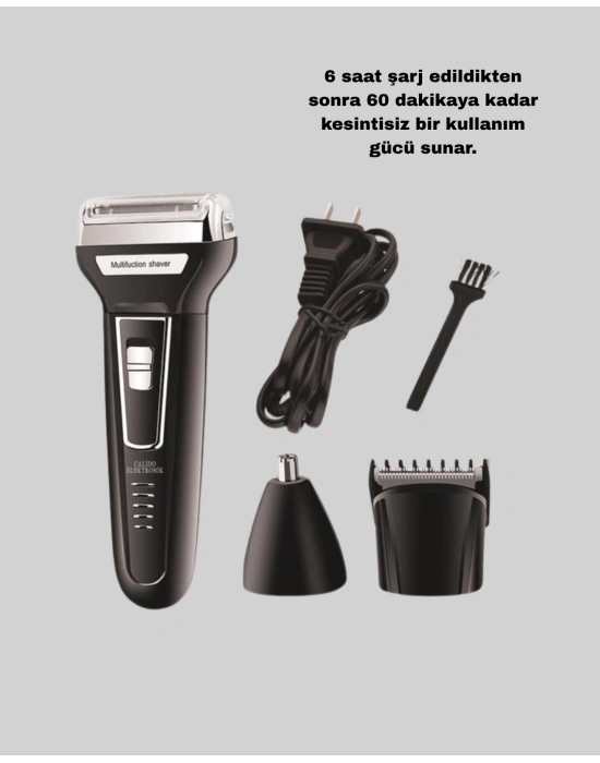 ® İnsua 3’lü Tıraş Makinesi – 3 Farklı Kesim Başlığı, Güçlü Motor, 60 Dakika Kullanım
