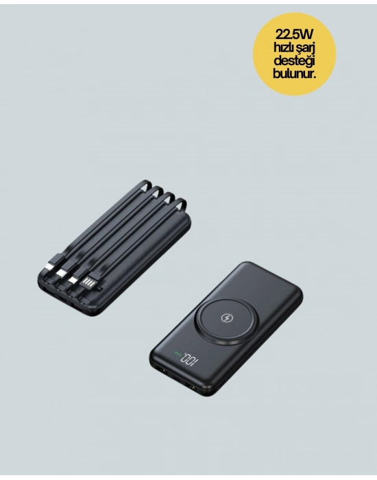 ® iPhone ve Android Uyumlu 10000mAh Powerbank – Hem Kablolu Hem Kablosuz