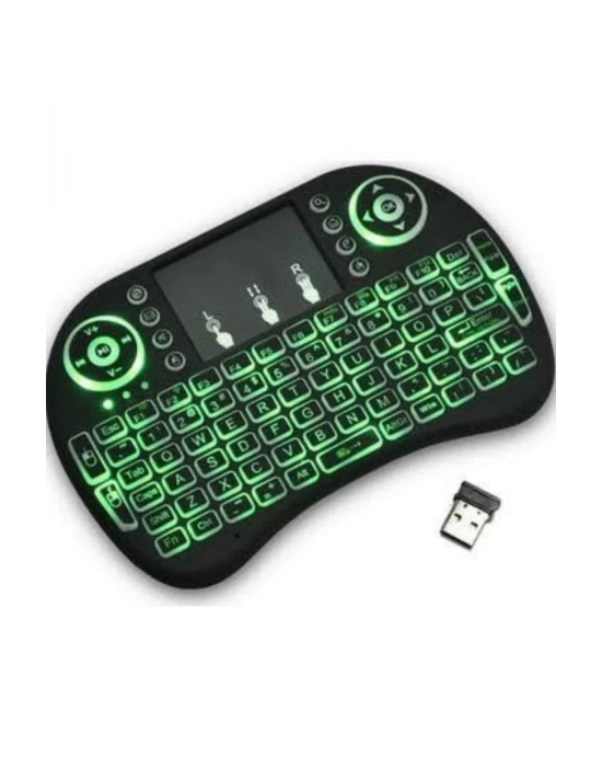 ® Işıklı Kablosuz Mini Klavye ve Dokunmatik Mouse Seti Türkçe Kablosuz