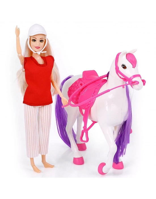 ® Jasmine Atlı Bebek Beyaz-Pembe