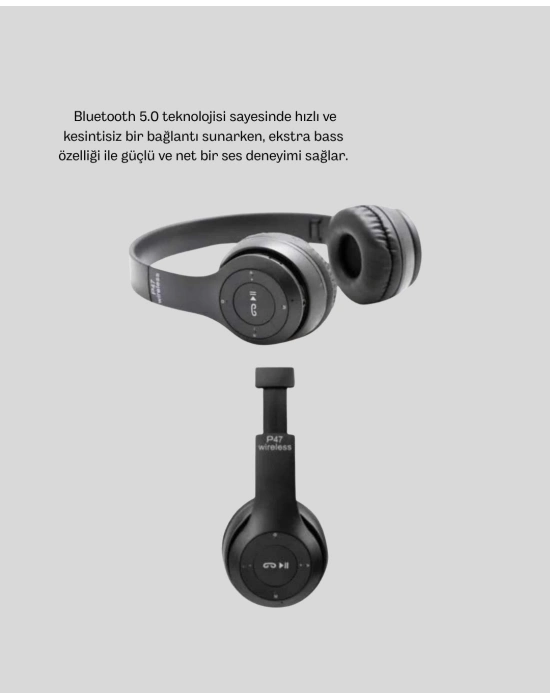 ® Kablosuz Bluetooth Kulaklık – TF Kart, AUX, Mikrofonlu, Suya Dayanıklı, 10m Menzil