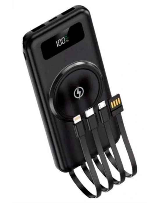 ® Kablosuz Çoklu Şarj Girişli 10.000 Mah Kablolu Powerbank Taşınabilir