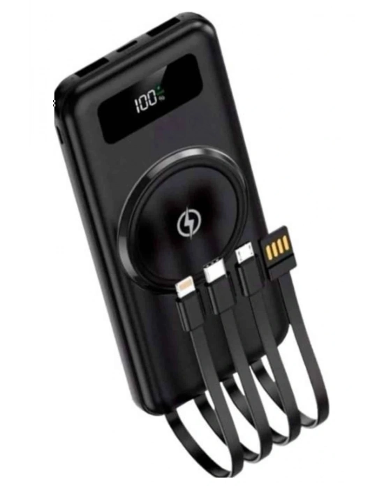 ® Kablosuz Çoklu Şarj Girişli 10.000 Mah Kablolu Powerbank Taşınabilir