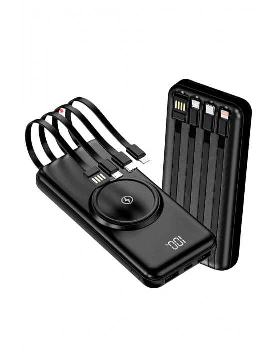 ® Kablosuz Çoklu Şarj Girişli 10.000 Mah Kablolu Powerbank Taşınabilir