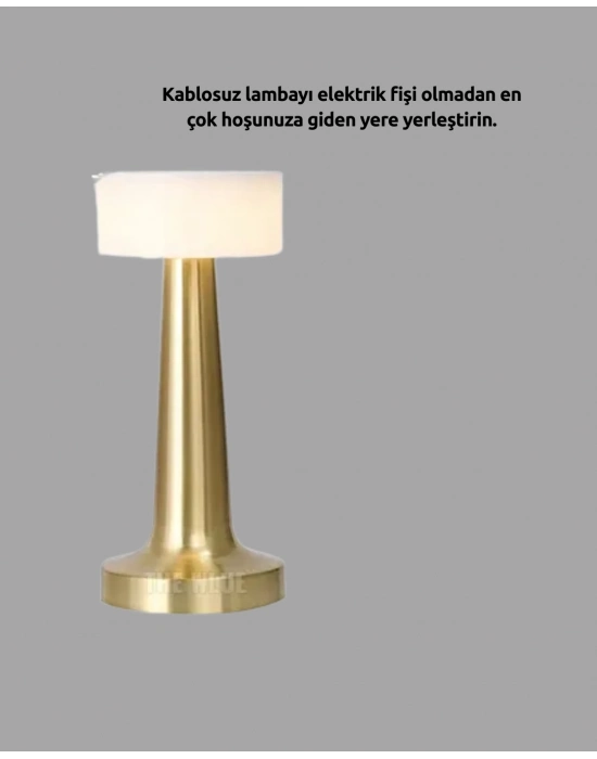 ® Kablosuz Dokunmatik Masa Lambası – Şık Modern Metal Gövde, USB Şarjlı