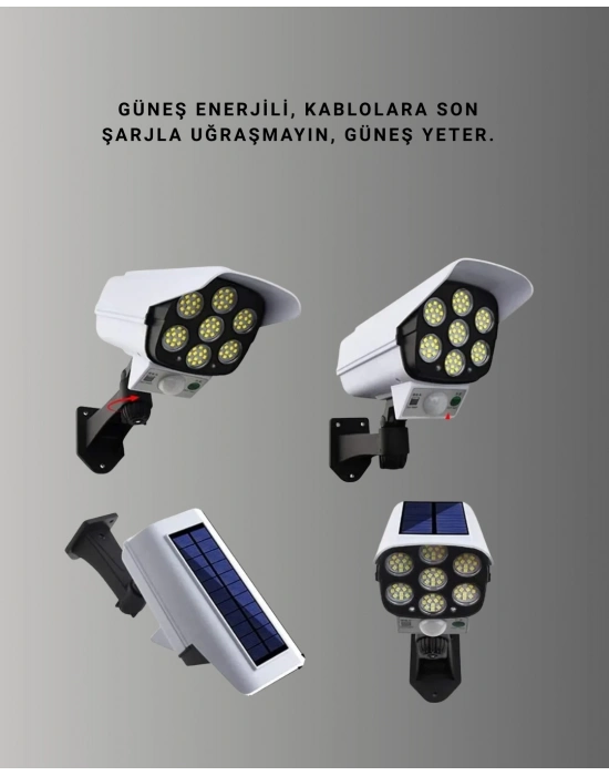 ® Kablosuz, Güneş Paneliyle Şarj Olan Dış Mekan Lambası – 8-10 Saat Aydınlatma Süresi
