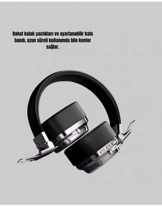 ® Kablosuz Kulak Üstü Bluetooth Kulaklık Güçlü Bas ve Katlanabilir Tasarım