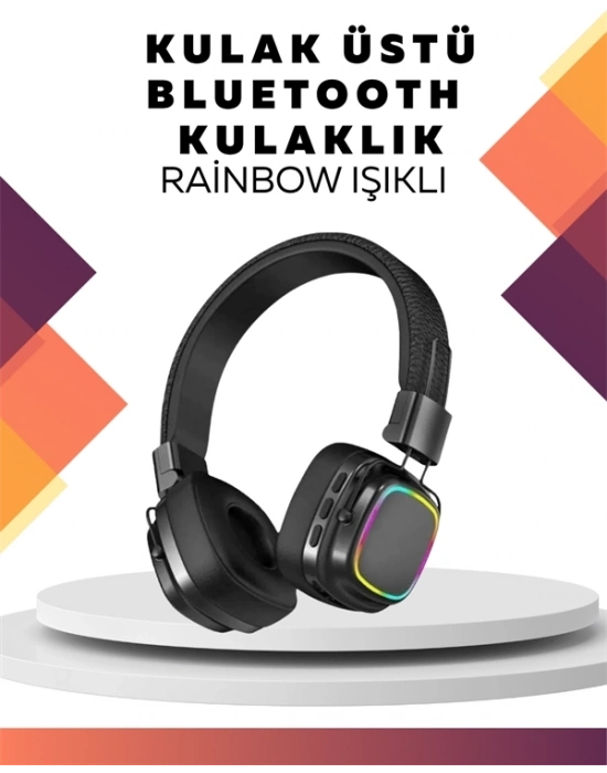 ® Kablosuz RGB Işıklı Katlanabilir Bluetooth Kulak Üstü Kulaklık
