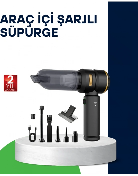 ® Kablosuz Şarjlı Araç İçi ve Küçük Alanlar İçin Güçlü Vakumlu Süpürge
