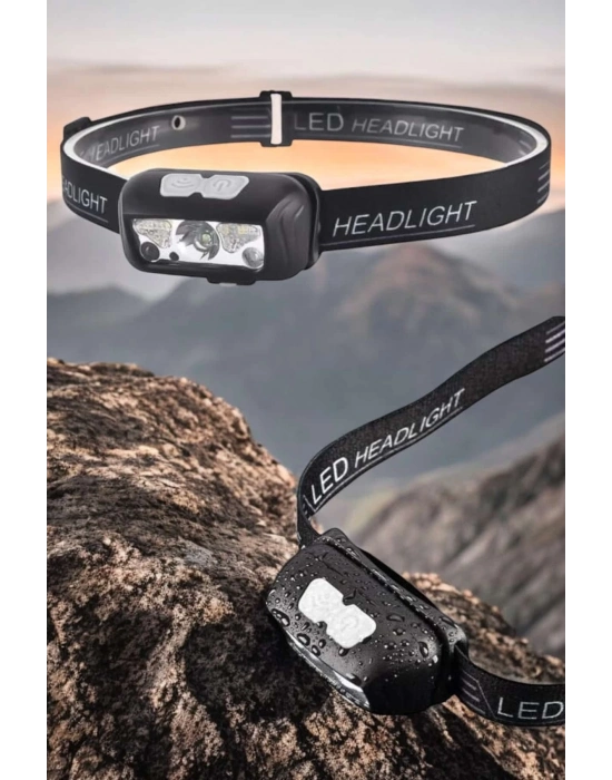 Kafa Lambası Kamp Lambası Sensörlü Şarjlı Ayarlanabilir