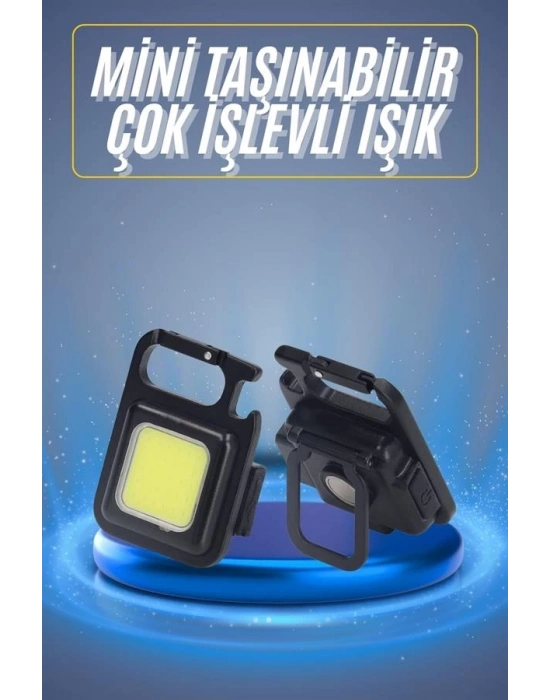 ® Kamp Çadır Lambası Şarjlı El Feneri Işıldak Anahtarlık Mini Mıknatıslı
