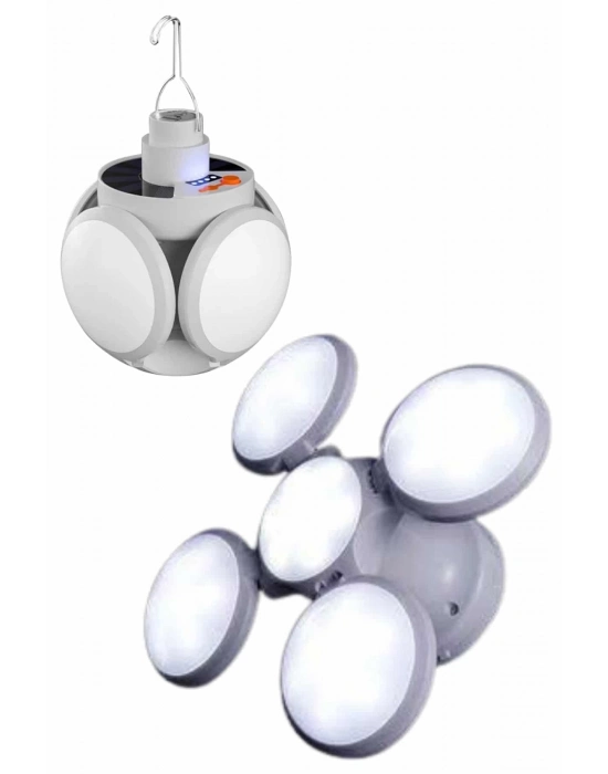 ® Kamp Lambası Güneş Enerjili Solar 5 Kanatlı Katlanır Lamba Karavan