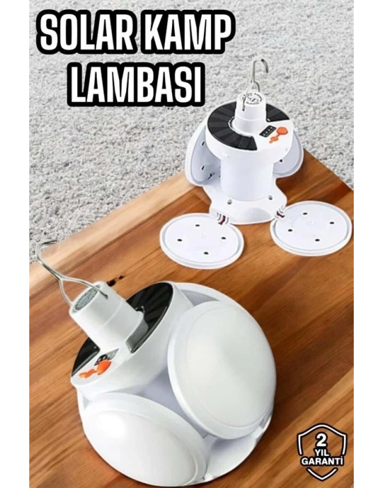 ® Kamp Lambası Işıldak Beyaz Işık Güneş Enerjili Solar Aydınlatma 5 Kanatlı Katlanabilir