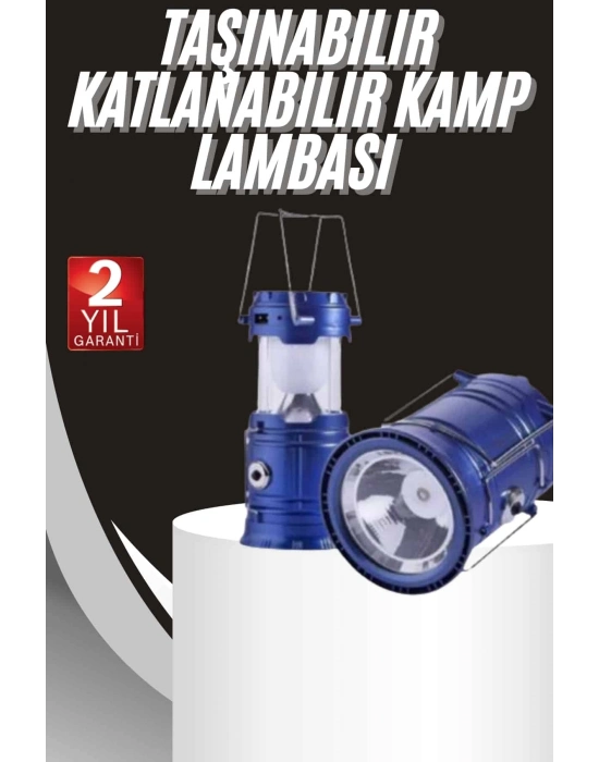 ® Kamp Lambası Solar Şarjlı Kızaklı Kamp Feneri Led Lamba Işıldak