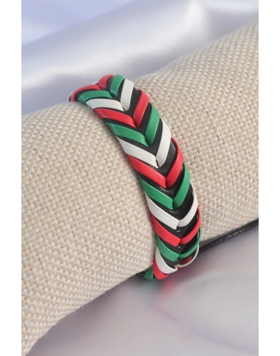 ® Karışık Renk İpli Deri Erkek Bileklik