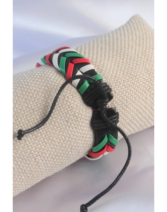 ® Karışık Renk İpli Deri Erkek Bileklik