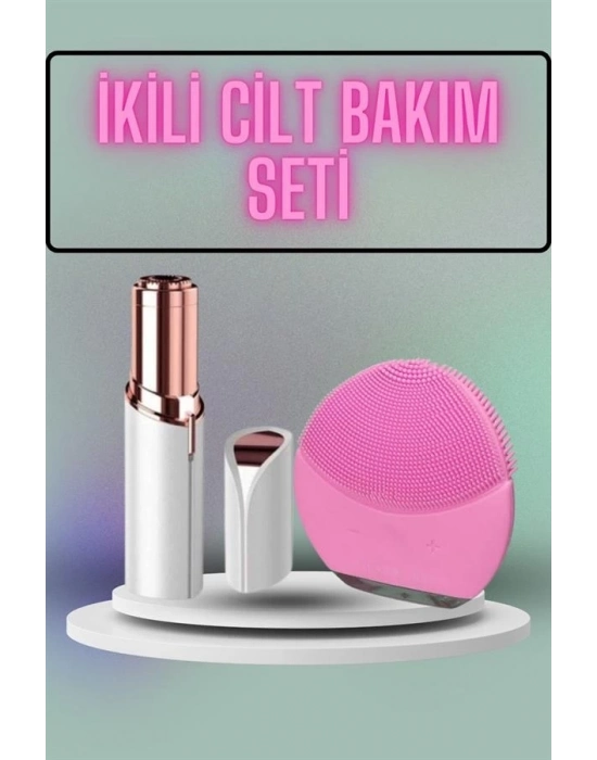® KAŞ BIYIK VE YÜZ EPİLASYON ALETİ VE TİTREŞİMLİ YÜZ TEMİZLEME MASAJ ALETİ İKİLİ SET