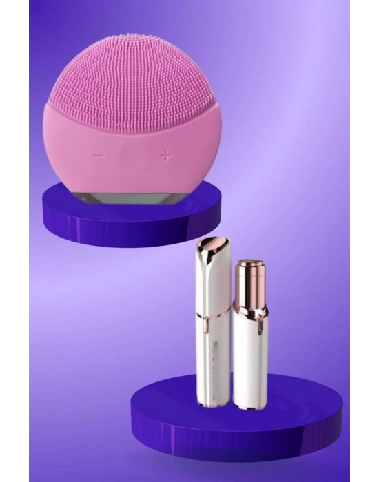 ® KAŞ BIYIK VE YÜZ EPİLASYON ALETİ VE TİTREŞİMLİ YÜZ TEMİZLEME MASAJ ALETİ İKİLİ SET