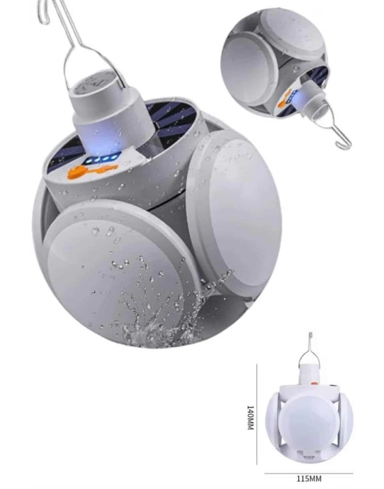 ® Katlanabilir Askılı Kamp Lambası 5 Kanatlı Pratik Güneş Enerjili