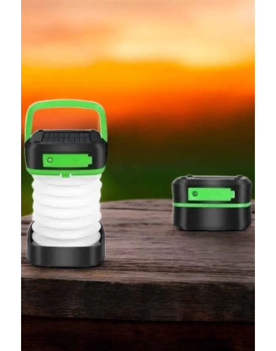 ® Katlanabilir Kamp Lambası Solar Fener Görünümlü 3 Kademeli Şarjlı