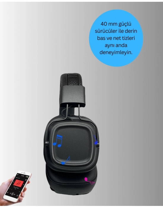 ® Katlanabilir Tasarımlı Taşınabilir Kablosuz Müzik Kulaklığı