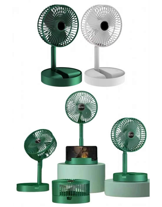 ® Katlanabilir Teleskopik Şarjlı Fan Masaüstü Soğutucu Vantilatör