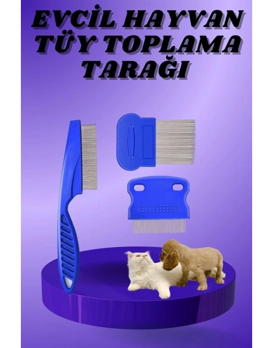 ® Kedi Köpek Tüy Bit Pire Toplayıcı Toplama Temizleme Tarağı Tarak Seti 4lü Set