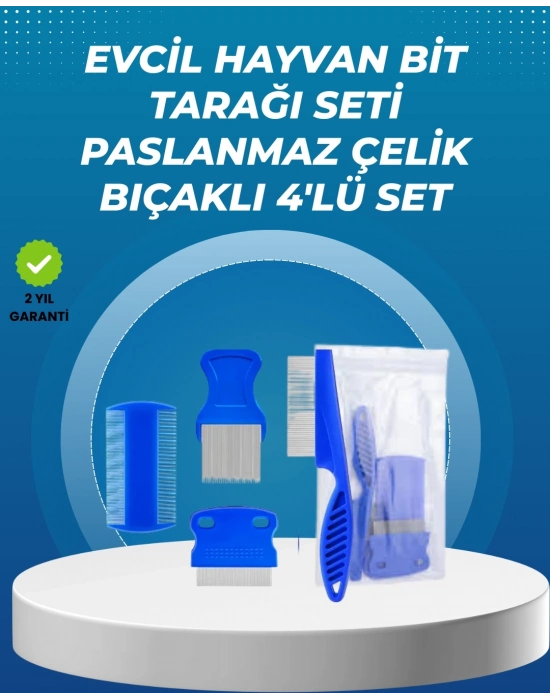 ® Kedi, Köpek ve Küçük Hayvanlar İçin 4 Parça Ergonomik Tarak Takımı