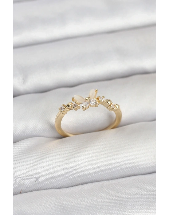 ® Kelebek Model Gold Renk Pirinç Kadın Yüzük