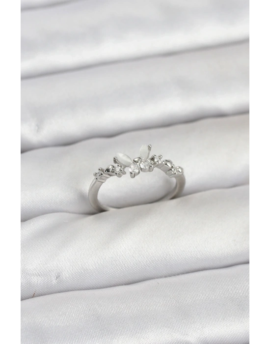 ® Kelebek Model Gümüş Renk Pirinç Kadın Yüzük