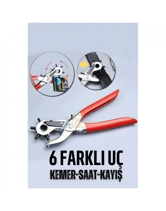 ® Kemer Delici Pense 6 Uçlu Saat Kayış Kemer Delme Pensesi