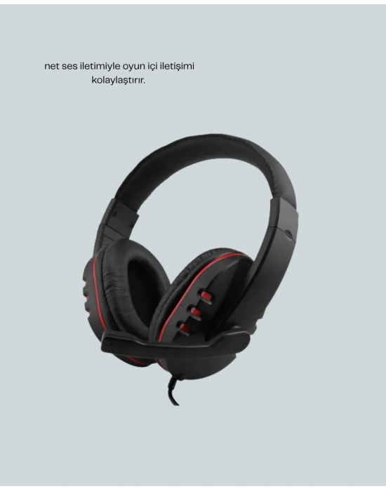 ® Kırmızı Gaming Headset Mikrofonlu Sağlam Kablolu Konforlu