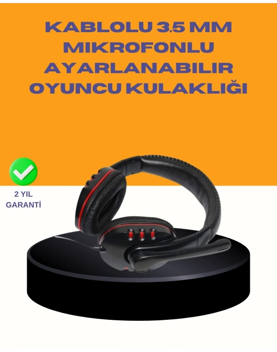 ® Kırmızı Oyuncu Kulaklığı Bilgisayar Uyumlu Stereo Yüksek Ses Kaliteli