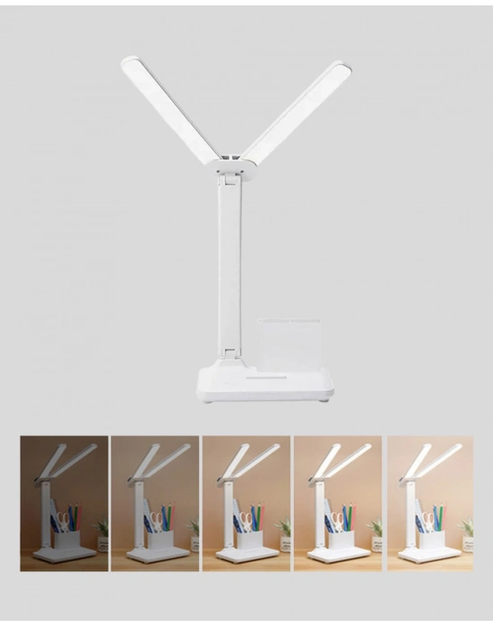 ® Kısılabilir LED Masa Lambası – Kalemlik ve Telefon Standlı, Göz Yormayan Işık
