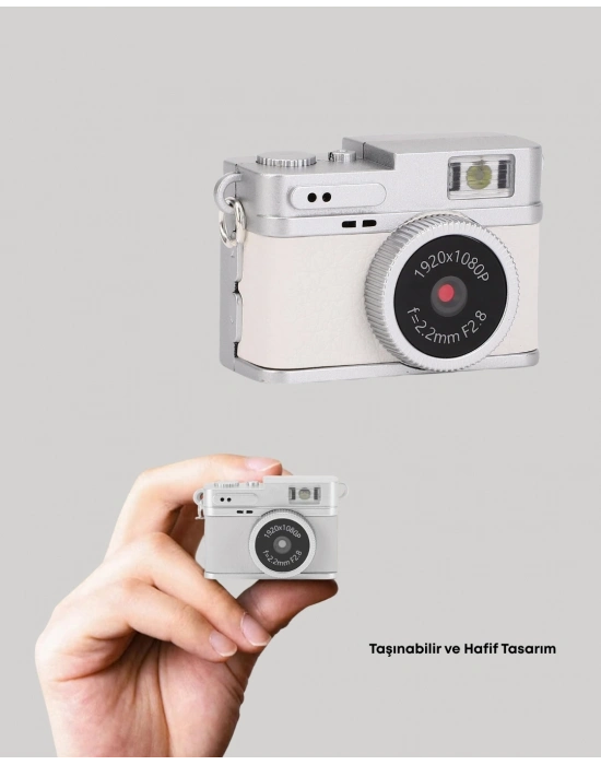 ® Kompakt Mini Kamera Retro Tasarım 128GB Hafıza 1080P Video