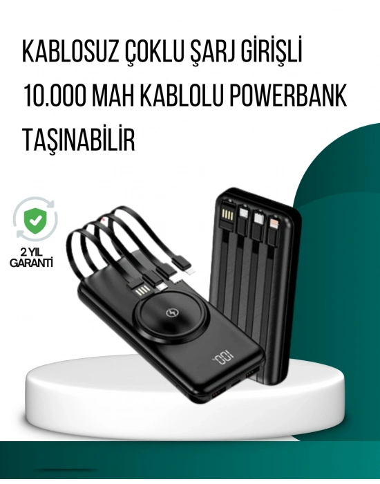 ® Kompakt Tasarım, Güçlü Performans – 10000mAh Kablosuz Powerbank