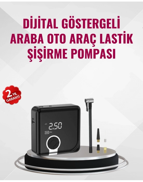 ® Kompakt Tasarımlı LED Işıklı Taşınabilir Hava Kompresörü