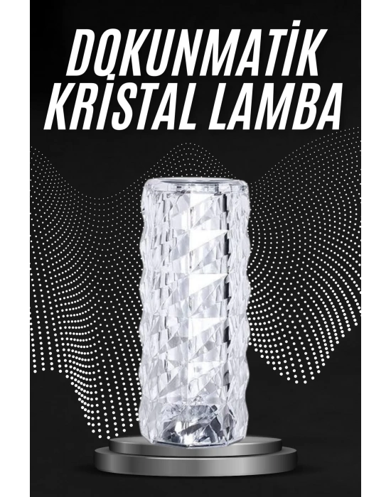 Kristal Lamba Masa Lambası Şarjlı Masa Lambası Dokunmatik Sensör Usb Şarjlı