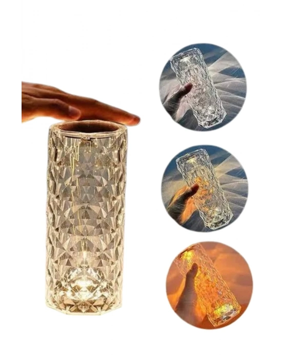 Kristal Lamba Masa Lambası Şarjlı Masa Lambası Dokunmatik Sensör Usb Şarjlı