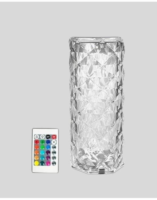 ® Kristal RGB LED’li Kumandalı Masa ve Gece Lambası – Renkli Işık Modlarıyla Şık Dekoratif Aydınlatma