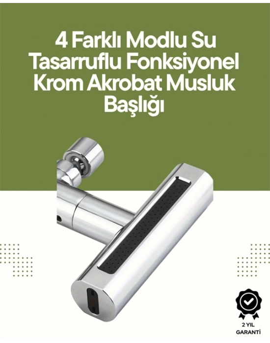 ® Krom Musluk Başlığı | 4ü 1 Arada Su Çıkışı | Kolay Montajlı